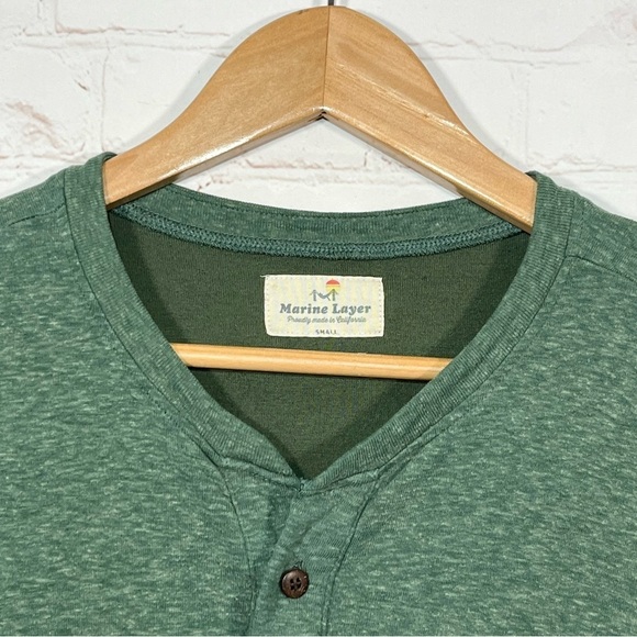 Marine Layer Henley Shirt Mens Small Green Long Sleeve Double Knit Outdoor - Picture 3 of 10